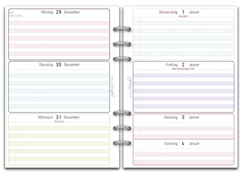 SinnWunder® Premium Kalendereinlagen 2026 - Wochen-Kalender - 1 Woche 2 Seiten - Größe Din A5 - Filofax-Lochung