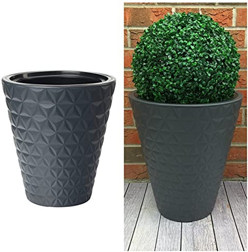 Bac à fleurs rond effet 3D Anthracite