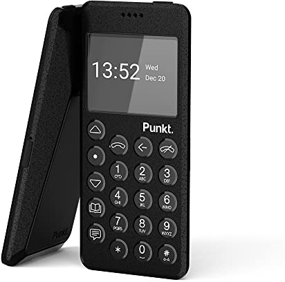 Punkt. MP02 Neue Generation Minimalistisches Handy mit 4G LTE, Dumb Phone mit Digitale Sicherheit, Wi-Fi Hotspot, Nano-SIM, Multiband - Schwarz
