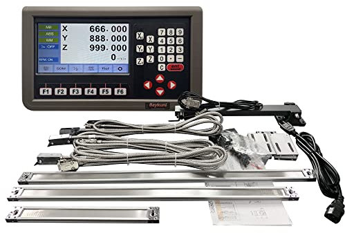 Baykunl 3 Axis DRO Digital Readout for Milling Machine Lathe Machine, 12 x 24 x 16, 5um Resolution, IP67 Sealing Protection, Part Number: D80M-3V RPM, Metal Shell, Digital Readout