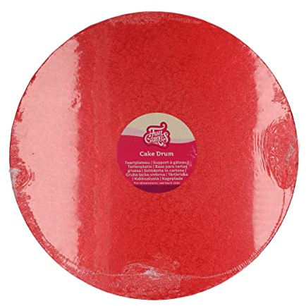 FunCakes Cake Drum Round Tortenunterlage, Red, 35,5 cm | Runde Tortenplatte, Wiederverwendbar, Tortenboden zum Präsentieren von Torten und Kuchen, Hochwertige Qualität
