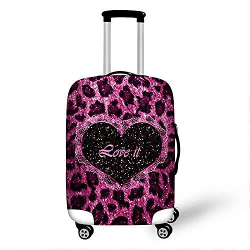 Cecey-jdz Kofferschutzhüllen 18-32 Zoll - Leoparden-Pailletten Herzdruck Gepäck Elastisch Trolley-Case-Abdeckung, Staubdichter Reisekoffer Koffer-Zubehör Geschäftsreise Schule,XL (29,32 Zoll)