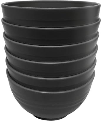 Hobein Schüssel, Kunststoffschale, 6er Set, 25 OZ Müslischalen, Salatschalen, 750ml Unbreakable Cereal Bowls,PP Kunststoff Bowl, Schüssel (6psc-Schwarz)