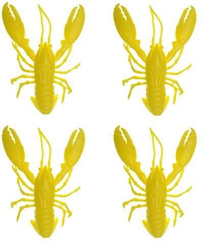 Weicher Gummifische Langusten Köder, Weichköder zum Angeln Krebs Crawfish Kunstköder Köder, 95mm - 4stk Gelb