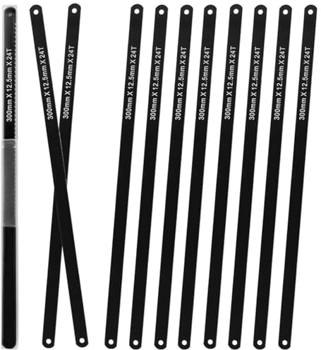 Dunnet Tools Bügelsägeblätter-Set, 300 mm, 300 mm, 30,5 cm, Bügelsägeblätter zum Schneiden von Metall, Schneidewerkzeug, Bügelsägeblatt-Set, professionelle Metallsägeblätter, 24 Stück, 12 Stück