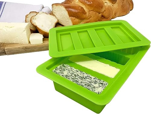 Molde de mantequilla de silicona antiadherente con tapa, fácil de hacer mantequilla para mantequilla casera, hierbas, ajo y mantequilla de cannabis, sin BPA