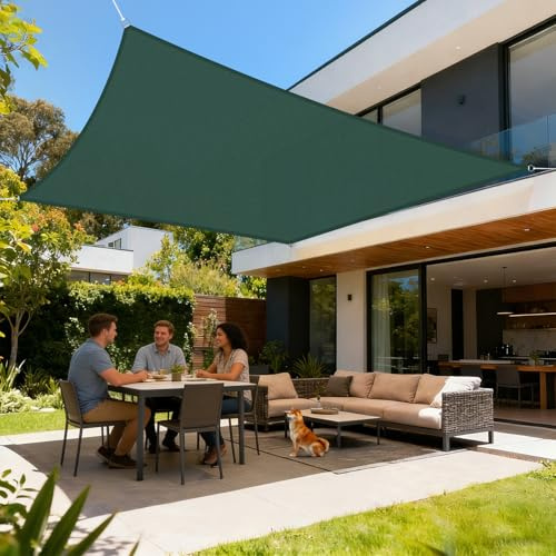 LOVE STORY Sun Shade Sail Waterproof Rectangle 2x3m Canopy Outdoor UV Block Sunshade Sail for Patio Garden Backyard，Dark Green