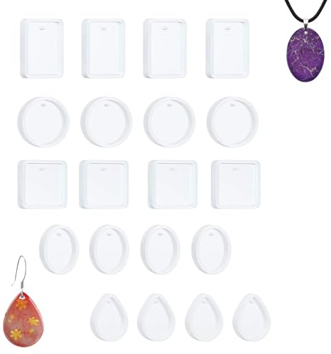 20 Pièces Moules en Résine Moule Silicone Resine Epoxy | Géométrie Pendentif Collier Moule pour Bricolage Artisanat Fabrication Bijoux Pendentifs