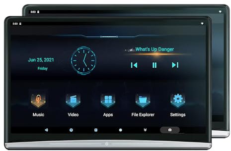 HSRG 13,3-Zoll-Auto-Rücksitz-Videoplayer, Integriertes Android 10.0-System, 2+32 GB, 1920 * 1080-Auflösung, Unterstützt HDMI/WiFi/USB/Speicherkarte/FM/Bluetooth, 2 Stück