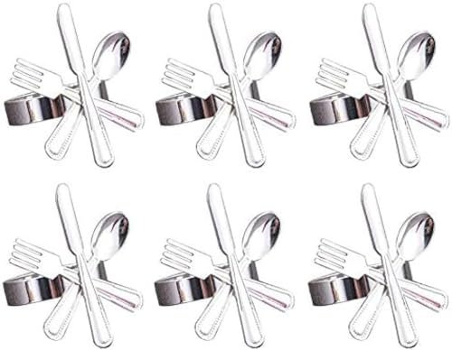 Serviettenschnalle, Gabel, Messer, Löffel, Silber, Serviettenringe, Geschirr, Serviettenringhalter Für Hochzeit, Party, Tischdekoration, 12 Stück, Silber,Bonny369