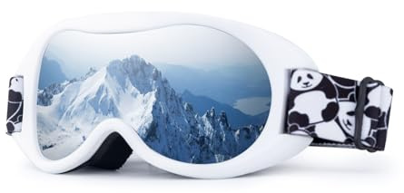 Qunature Skibrille Anti-Fog Snowboardbrille Winter Schneebrille für Brillenträger Panda-Design Sphärisch Verspiegelt Brille für Erwachsene, Jugendliche und Kinder Unisex