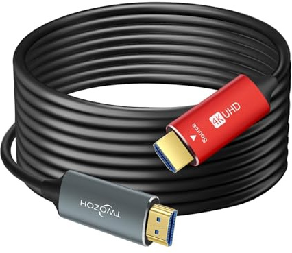 Twozoh HDMI Glasfaser Kabel 5M, HDMI Optisches Kabel 2.0 4K/60Hz 18Gbps High Speed UHD Fiber Optic HDMI Kabel