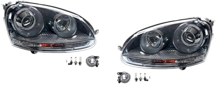 Johns, Scheinwerfer Satz Xenon Front passend für VW Golf V 1K 5M 10/2003-05/09 D2S H7 Links & Rechts + Nebelscheinwerfer + Leuchtmittel