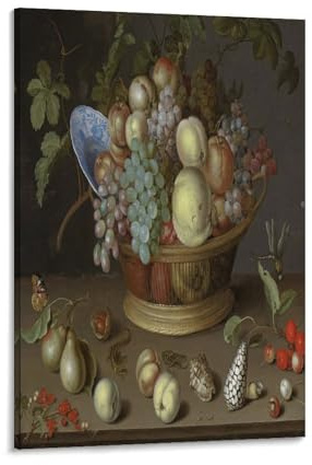 Balthasar Van Der Ast,Still Life with Fruit And Shells Prints Posters Poster Decorative Painting Canvas Wall Art Living Room Posters Bedroom Painting 12x18inch(30x45cm)
