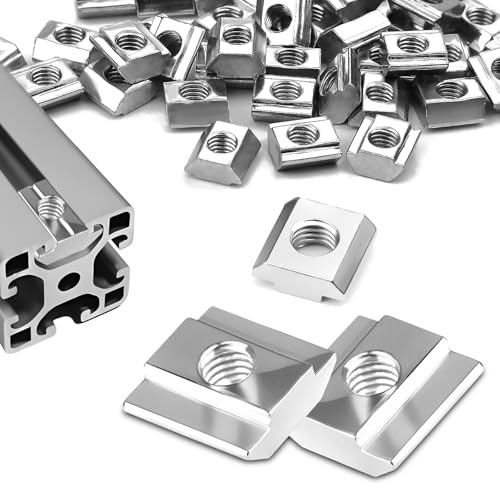 SWTYExt 40 stycken spårstenar M5 spår 6 – typ B T spår skena M5 20-serien spårsten kolstål glidmuttrar tunga glidmuttrar M5 för aluminiumprofil extruderingsspår
