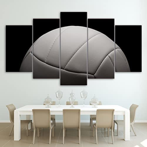 5 Stück Leinwand Wandkunst Weißer Volleyball 100 X 50 Cm / 39,37 X 19,68 Zoll Poster Bilder Modulare Malerei Wanddekoration Artwork Wallpaper Wandbild Für Wohnzimmer Büro Home Decoration -0Z2U-E0D5-7M