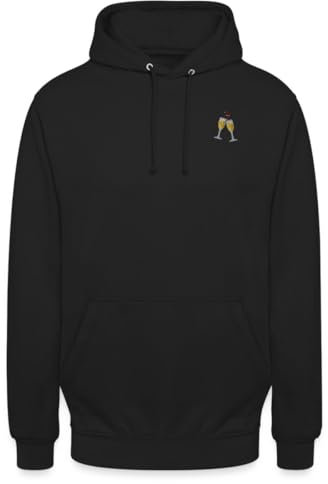 Spreadshirt Verres À Champagne Broderie Sweat À Capuche Unisexe, S, Noir
