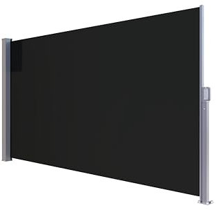 Seitenmarkise 200×350 cm – Ausziehbarer Sicht-, Wind- & Sonnenschutz, 280g/m² Polyester mit PU-Beschichtung, wasserabweisend, Anthrazit – Kassette aus Stahl-Home Trends®