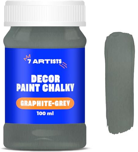 7 Artisti Chalk Paint Grigio Grafite 100 ml Finitura Opaca | Pittura per Mobili Senza Carteggiare | Colori Chalk | Vernice per Legno | Finimento Vintage