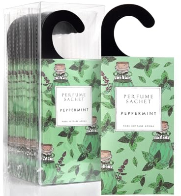 ROSE COTTAGE Large 12 Packs Peppermint Hanging Closet Deodorizer Air Freshener Long Lasting Scented Sachets Smell Goods for House