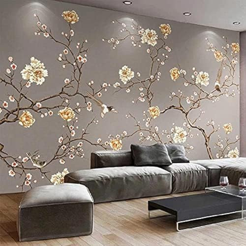 XLMING Disegno Di Una Canzone Popolare Con Fiori E Uccelli 3D Carta Da Parati Soggiorno Divano Camera Letto Sala Pranzo Casa Decorazione Muro-200cm×140cm