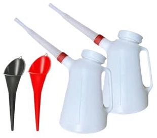 DGOINGPI Kraftstoffkanister Ölmessbehälter mit Skala, 5 l, Öltrichter-Set mit Deckel, Ölkanne, Auto Ölwechselkanister(2 Jug 2 Funnel)