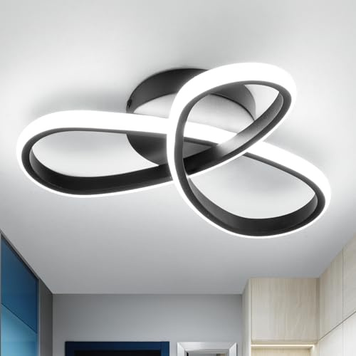 Vloitgol Modern LED Ceiling Light, 30W Black Modern Ceiling Lights Fixture LED for Living Room Bedroom Corridor Aisle Hallway Lights Indoor lamp - Cool White Lihgt 6000K