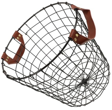 Didiseaon Iron Firewood Basket Ventilated Rustic Storage, with Handle | Large Capacity, Heavy Load Support, Dry Log Keeping, Farmhouse Style for Outdoor Barbecues and Indoors