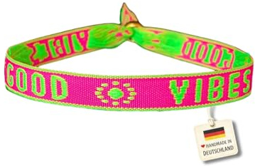 happymaker Stoffarmbänder mit Statement im Boho Style für Frauen und Männer, wasserfest, handmade in Deutschland, Festival Armband