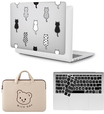 HLAAJJX Hülle für MacBook Air 13 Zoll Case M1 2020 2019 2018 A1932 A2179 A2337 Retina,Plastik Hartschalen Snap-on Case Laptop-Schale Cover & Tasche & Tastaturschutz,Katze