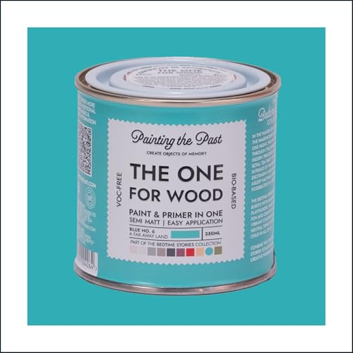The One for Wood Paint & Primer 250ml Blue No. 6 A Far Away Land | Semi Matt Finish, Bio-Based & VOC-Free Formula for Wooden Furniture & Surfaces | Durable & Easy Indoor Home Decorating