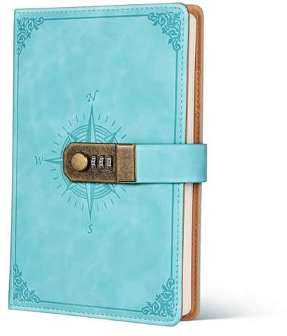 FIXOSHEE Vintage Locking Journal with Combination Password Lock Personal Notebook with Card Slots for Business Daily Use Secure Secret Diary for Students and Professionals
