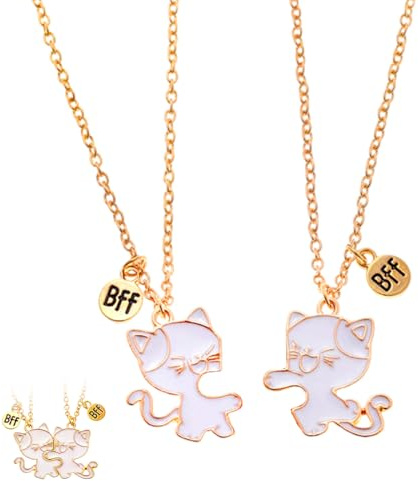 YAZWUR 2 PCS Collana dell'Amicizia per 2, Collana Magnetica con Pendente a Forma di Gatto, Collane per Donne, Regali per Amiche, Ideale per Migliori Amiche o Coppie (Oro)
