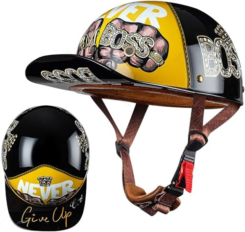 Casco Scodella Portatile Mezzi Caschi Jet Mezzo Caschi Da Motociclista Vintage Caschi Cromwell Caschi Casco A Scodella Scooter Motorino ECE/DOT Omologato Mezzo Elmetto Da Moto 7,XL