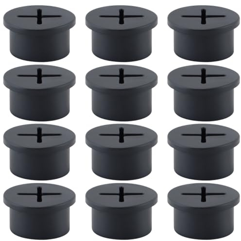Gurtt 12 Unidades de pasacables de Goma de 20 mm para Escritorio, Organizador de Cables para el hogar y la Escuela (Negro)