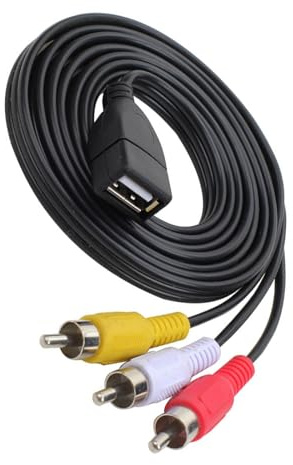TERNCOEW USB Female to 3RCA Male HDTV Video Composite Adapter Converters Cable Extension Cord for Phone Tablet Home Theater USB Adapter Cable