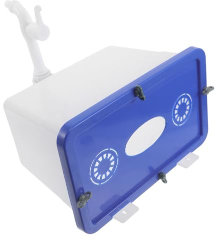 Kisangel Tanque de Agua de Pared para Baño de Plástico, Capacidad Pequeña 8 L, con Grifo y Tapa, Diseño Retro para Montaje en Pared, Adecuado para Salones y Duchas Tradicionales