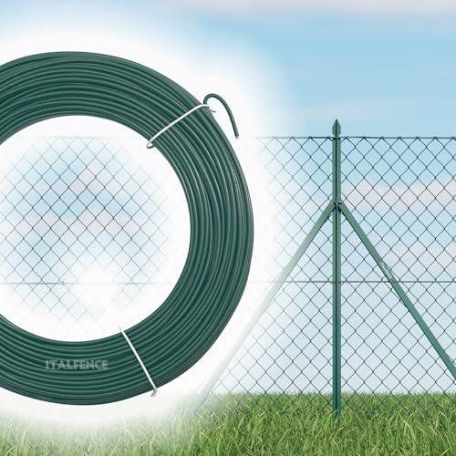Italfence - 5 x Filo di ferro plastificato verde per recinzioni, 100 metri (Disponibili vari diametri) [Ø3,20mm, 5 pezzi]