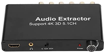 Eminchu Extractor de 4K 3D 5.1CH HD Interfaz Multimedia Convertidor de Analógico para DVD HD TV, Decodificación Automática AC-3 DTS, Aleación de Aluminio Negro 1 Extractor para 360
