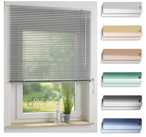 ourdeco® Aluminium-Jalousie / 050 x 160 Silber (Breite x Höhe) / Montage an Wand oder Decke, Premium Alu-Jalousie