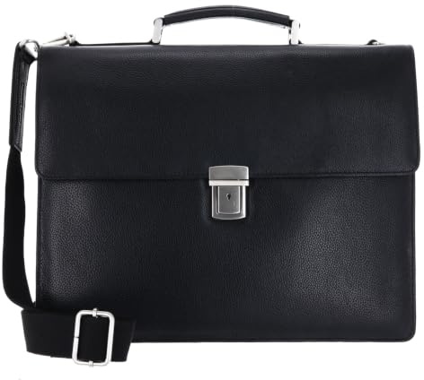 Leonhard Heyden Leder Aktentasche Businesstasche mit Laptopfach Berlin Aktenmappe 2 Fächer 7342 Schwarz