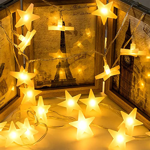 Uping Led Lichterkette Sterne 30er Batterienbetriebene für Party, Garten, Weihnachten, Halloween, Hochzeit, Beleuchtung Deko usw. 4,5M warm weiß