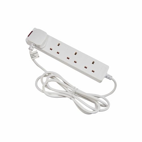 G4GADGET 4 Gang Extension Lead 5M – Multi Plug Power Strip with UK Plug & 3 Pin Socket, Extension Cable for Home, Office, Kitchen, and Bedroom