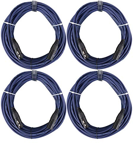 Pronomic 4er Set Stage DMX3-20 DMX-Kabel 20 Meter (zur Verkabelung von Lichteffekten, Goldkontakte, Mantelfarbe: Blau, XLR Male zu XLR Female) blau