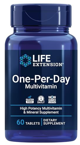 Life Extension One-Per-Day Multivitamin – Packed with Over 25 Vitamins, Minerals & Plant Extracts, Quercetin, 5-MTHF Folate & More – 1-Daily, Non-GMO, Gluten-Free – 60 Tablets