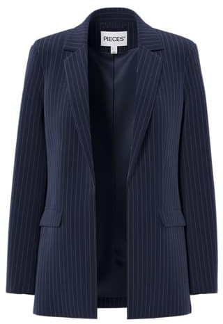 PIECES PCBOZZY LS LOOSE STRIPED BLAZER NOOS BC, Blazer Donna, Blu (Sky Captain), XL