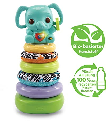 VTech 3-in-1 Stapel-Elefant - Rassel mit Ringen