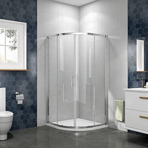 76x76x185CM CABINA DE DUCHA SEMICIRCULAR PUERTA CORREDERA CRISTAL TEMPLADO 5MM