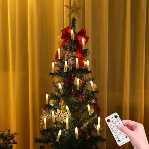 TUIBEIDAMAI Velas LED con Clip y Mando a Distancia para Árbol de Navidad, Árbol de Navidad Vela Luces