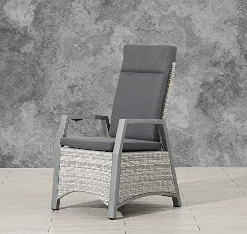 Gardissimo 6 x Aluminium XXL Polyrattan Movesessel Medan Ice White, inklusive Auflage, mit stufenlos Verstellbarer Rückenlehne, 120 kg Tragkraft, absolut wetterfest